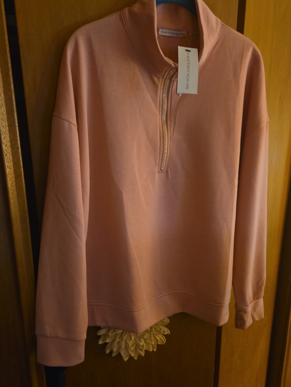 NOTATIONS Quarter-Zip Pullover in Peachy Pink